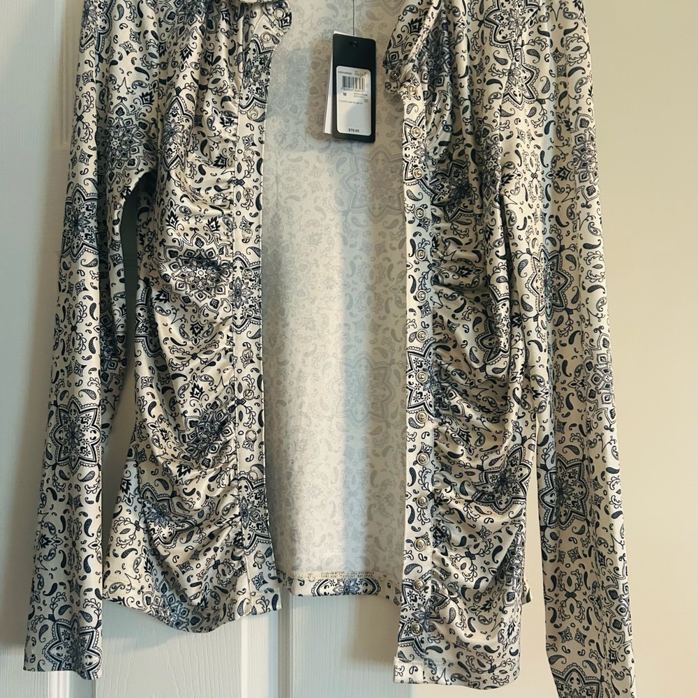 Guess Dk blue and White Patterned Blouse